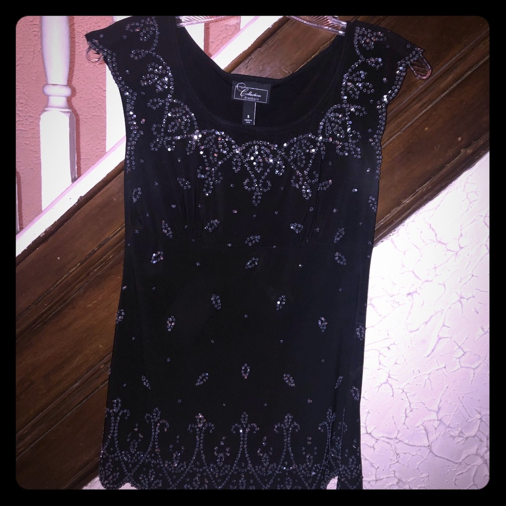 Gorgeous Dress Barn Collections Black & silver top